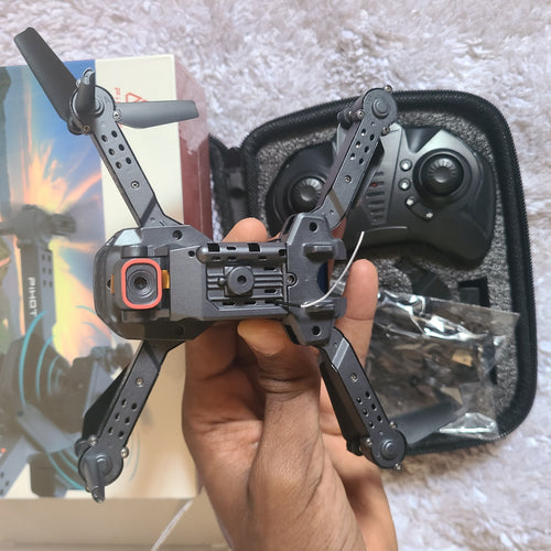 Pihot® Drone G3 Mini Drone com câmara dupla de grande angular, modo de transmissão em tempo real com retenção de altitude com mala portátil (preto)