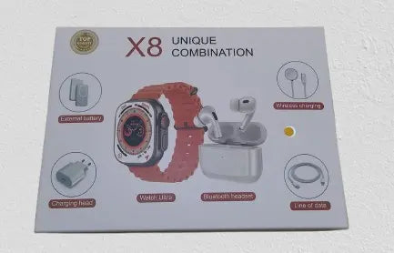 Montre connectée X8 Suit 9+1 2,0 pouces avec câble de charge et écouteurs POWERBANK