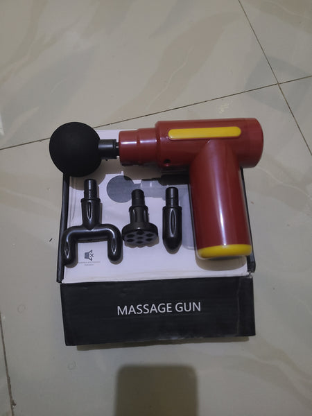 Pistola de massagem para tecidos profundos, massajador muscular elétrico portátil, dispositivo de massagem de percussão de alta intensidade para alívio das dores com 4 acessórios e 30 velocidades (cinzento)